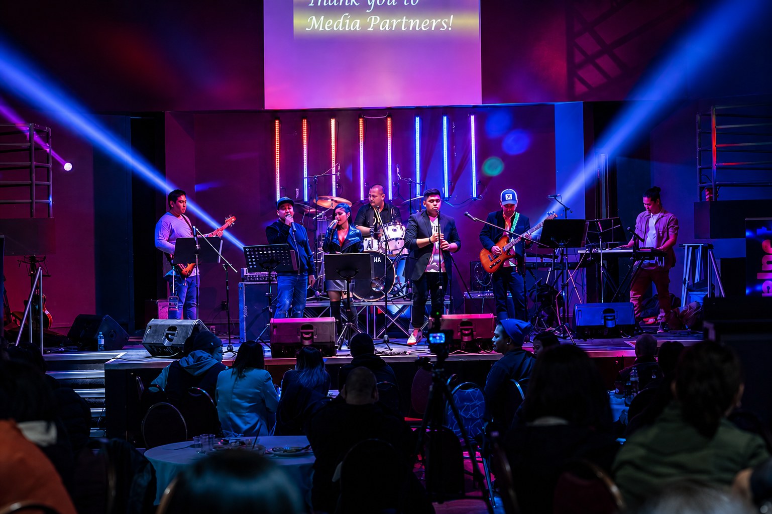 Special event with live band, stage lighting and audience